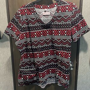 Cherokee Black and Red Heart Patterned Top